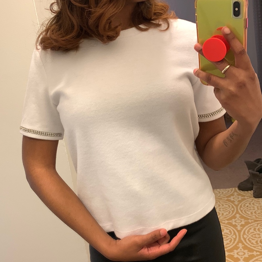 Zara white short sleeve sweater